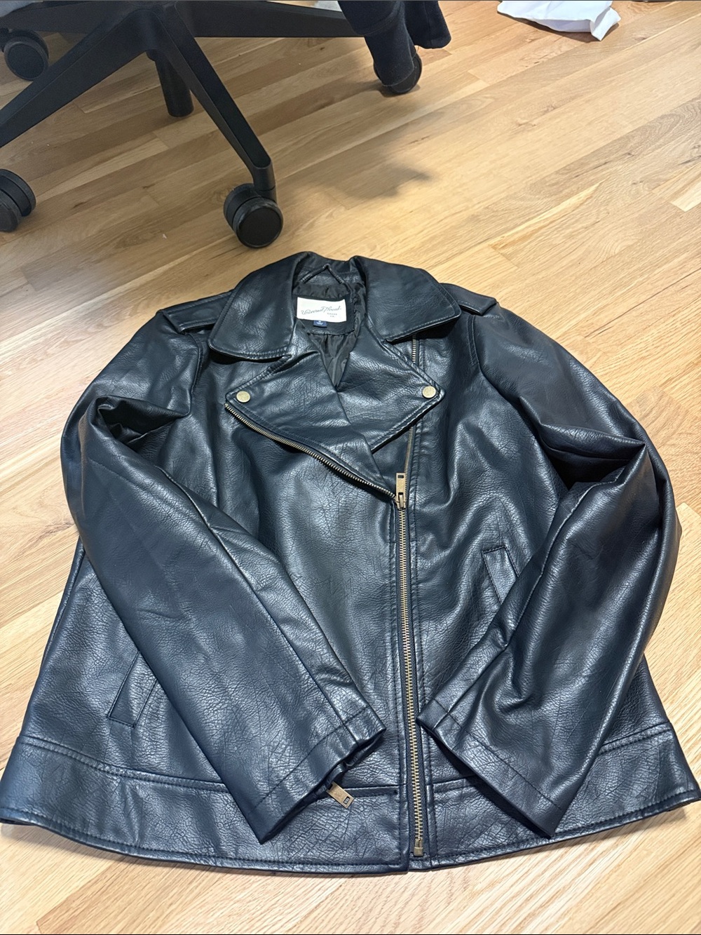 Universal Thread Black Faux Leather Moto Jacket with Gold Hardware